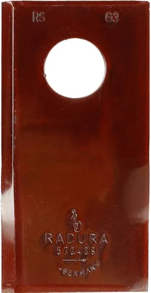 Nůž rotační sekačky rotace vlevo 93 x 47 x 3 mm; otvor Ø 19 mm; vhodný pro Krone; 25 ks/bal.