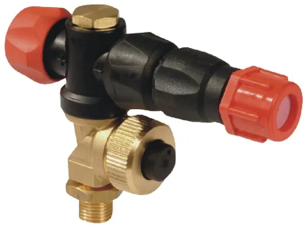 Mosazný držák trysek dvojitý, Arag, s regulovatelnou hlavou trysky