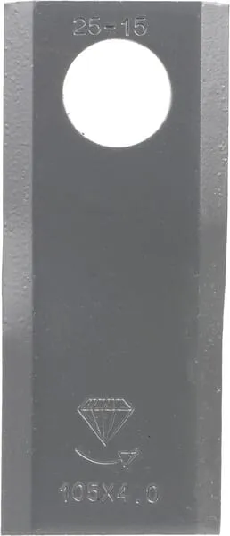 Nůž rotační sekačky rotace vlevo 107 x 45 x 4 mm; otvor Ø 21 mm; vhodný pro Gyrland; 25 ks/bal.