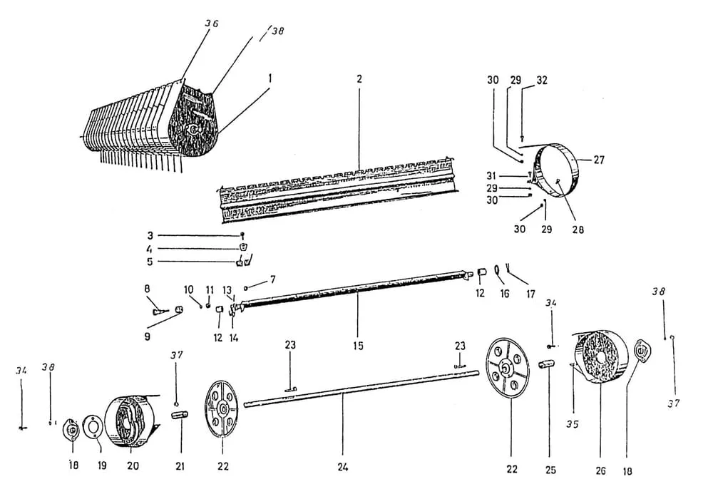 Buben sběrače typ 601.000.14, náhradní díly