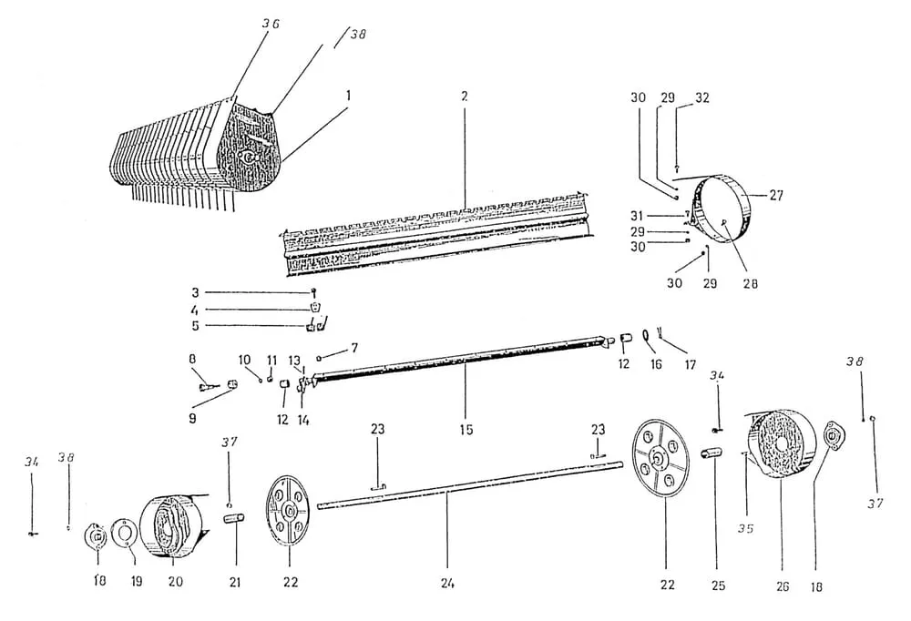 Buben sběrače typ 617.000.02, náhradní díly