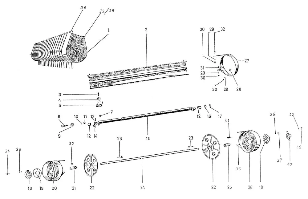 Buben sběrače typ 636.000.02, náhradní díly