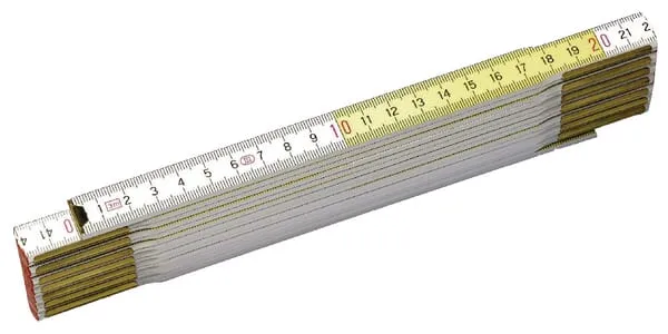 Skládací metr dřevěný, bílo-žlutý