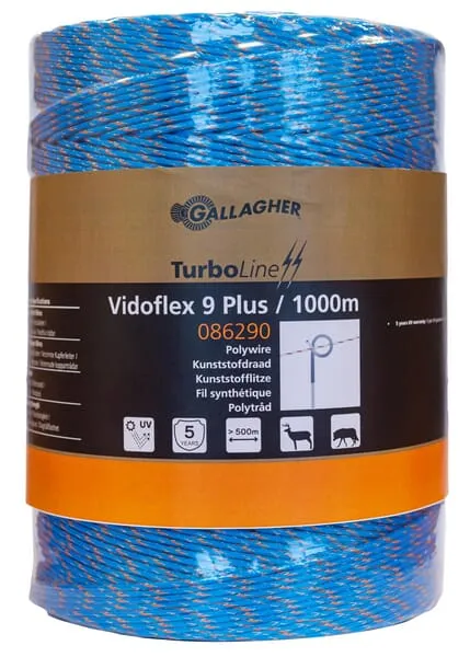 Drát pro elektrické ohradníky Polywire, Vidoflex 9 TurboLine Plus modrý, 1000 m
