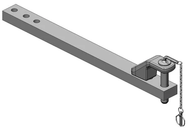Drawbar 90x50 L1085mm Cat. 3 diameter 38mm ISO 6489-3
