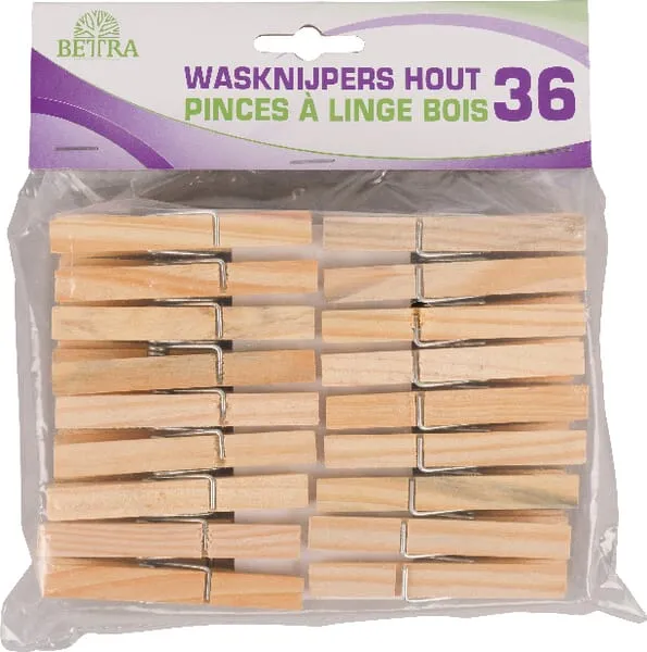 Dřevěné kolíčkové na prádlo, 36 ks