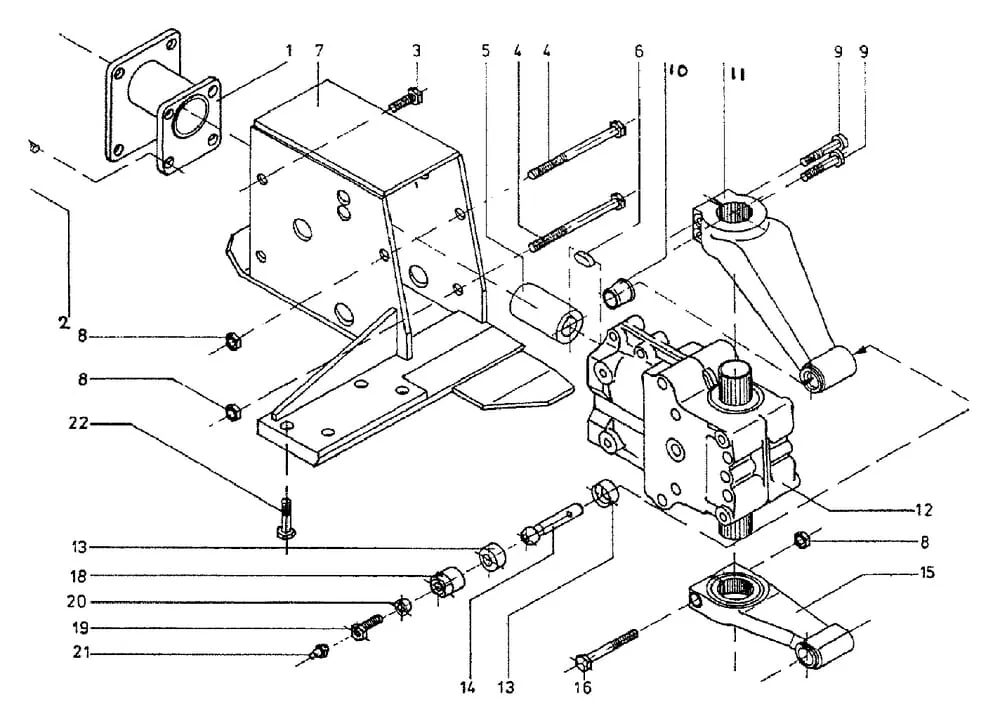Pohon jednotlivé díly - Nosník dvojitého nože Busatis