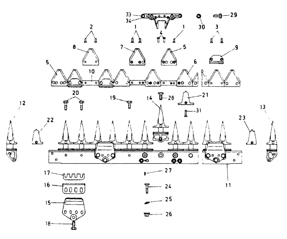 Nosník žací lišty- vysoký střih jednotlivé díly E.S.M.