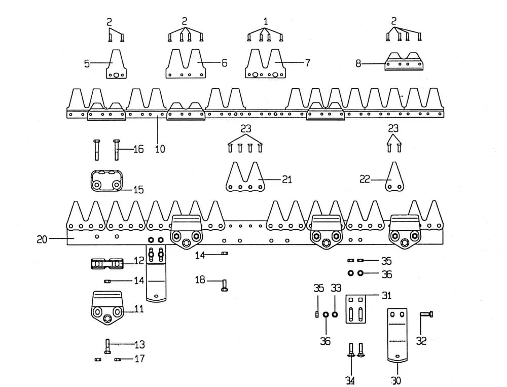 Nosník žací lišty Hobby jednotlivé díly E.S.M.