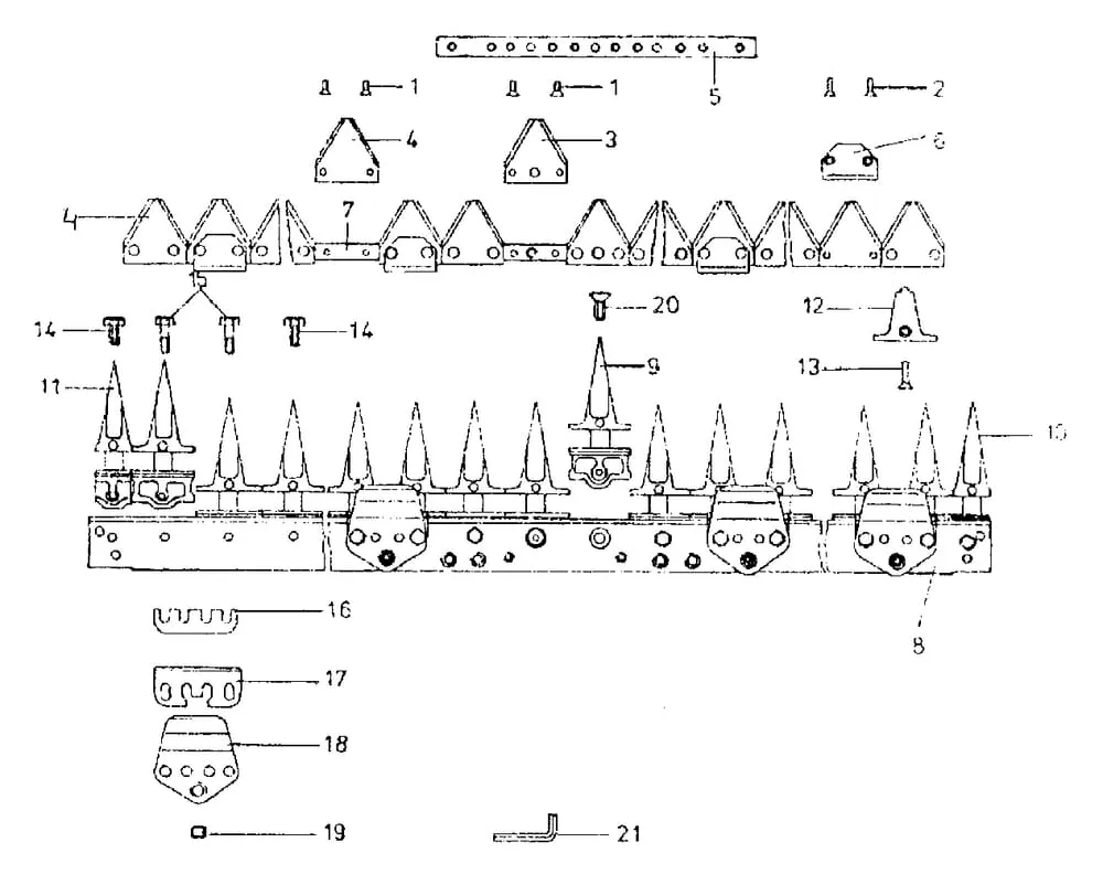 Fingerbalken + nůž pro vysoký střih jednotlivé díly E.S.M.
