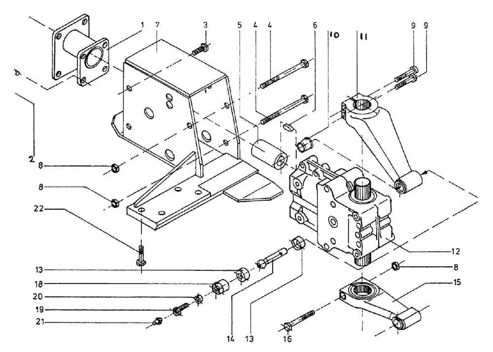 E.S.M. - pohon sekačka s dvojitým nožem, jednotlivé díly