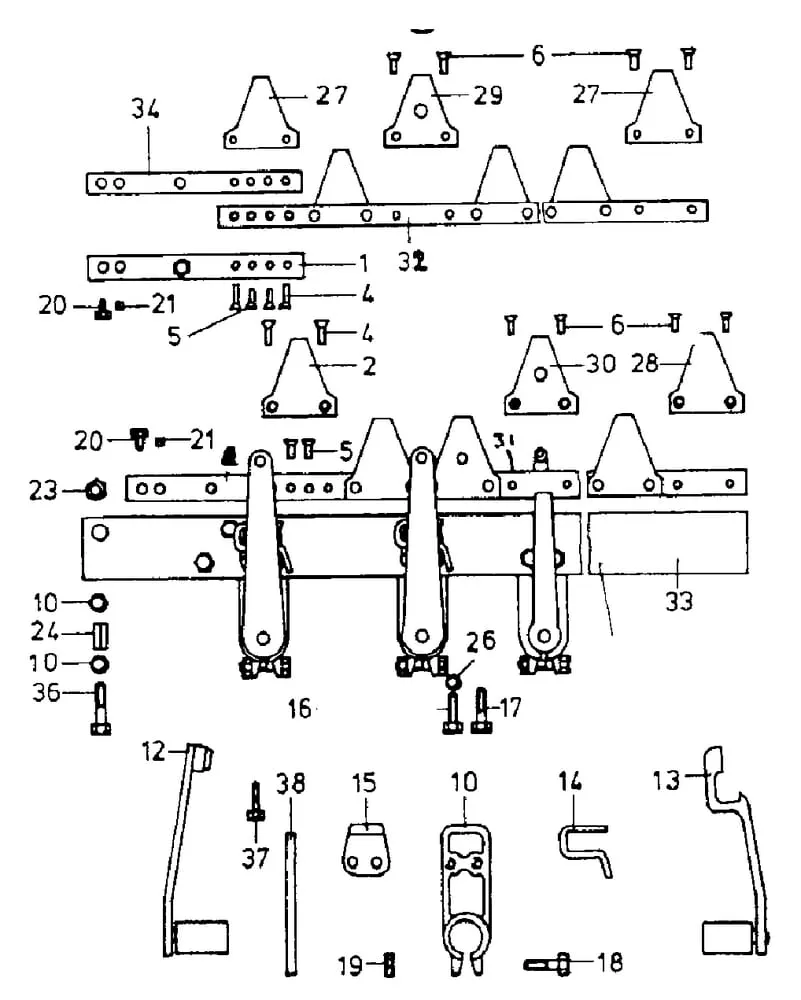 Náhradní díly pro ohnutý prodlužovací díl 60 cm Dubbele nožový nosník E.S.M.