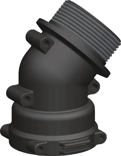 Oblouk 45° s vidlicovým spojením, objímka / vsuvka s vnějším závitem, Arag