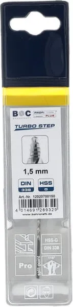 Vrták 1,5 mm HSS-DIN 338-G TURBO STEP