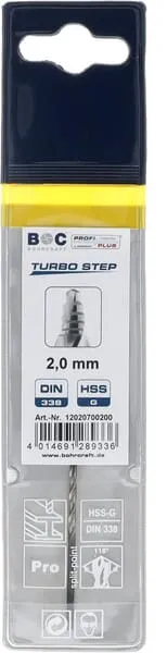 Vrták 2,0 mm HSS-DIN 338-G TURBO STEP