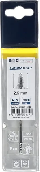 Vrták 2,5 mm HSS-DIN 338-G TURBO STEP