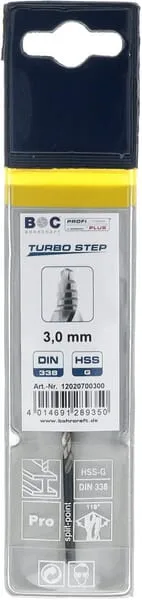 Vrták 3,0 mm HSS-DIN 338-G TURBO STEP