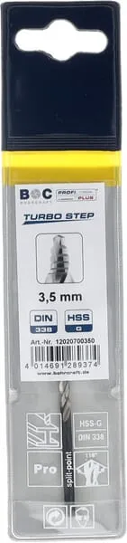 Vrták 3,5 mm HSS-DIN 338-G TURBO STEP