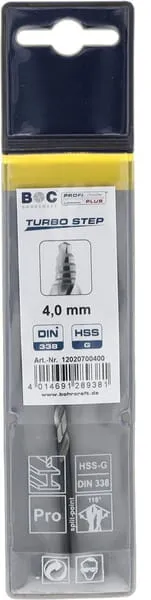 Vrták 4,0 mm HSS-DIN 338-G TURBO STEP