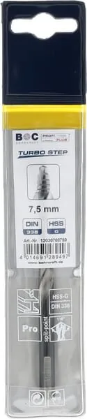 Vrták 7,5 mm HSS-DIN 338-G TURBO STEP
