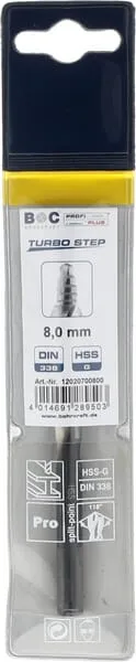 Vrták 8,0 mm HSS-DIN 338-G TURBO STEP