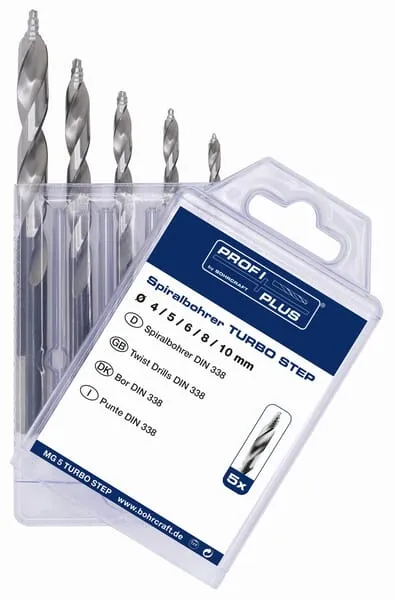 Sada vrtáků, 5dílná, HSS-DIN 338-G TURBO STEP