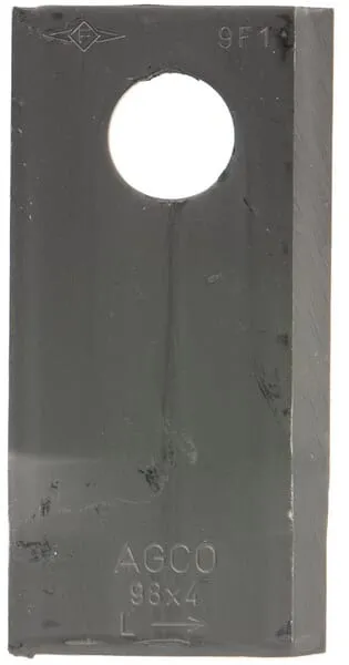 Nůž rotační sekačky rotace vlevo 98 x 48 x 4 mm; otvor Ø 19 mm; vhodný pro Fella