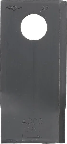 Nůž rotační sekačky rotace vlevo 106 x 48 x 4 mm; otvor Ø 19 mm; vhodný pro Fella