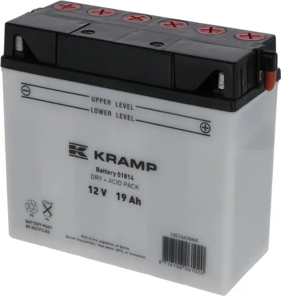 Baterie 12V 19Ah 210A, s akumulátorovou kyselinou, Kramp