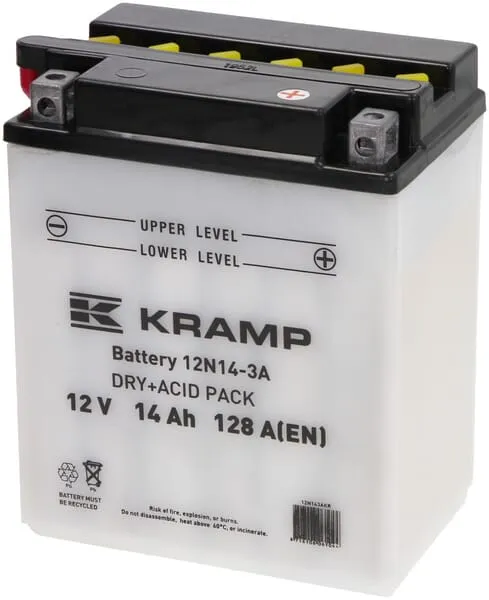 Baterie 12V 14Ah 128A, s akumulátorovou kyselinou, Kramp