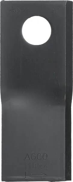 Nůž rotační sekačky rotace vlevo 118 x 48 x 4 mm; otvor Ø 19 mm; vhodný pro Fella