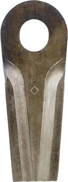 Nůž rotační sekačky rotace vlevo / vpravo 132 x 50 x 4 mm; ovál otvor 23 x 20,5 mm; vhodný pro Kongskilde JF / Stoll; 25 ks/bal.