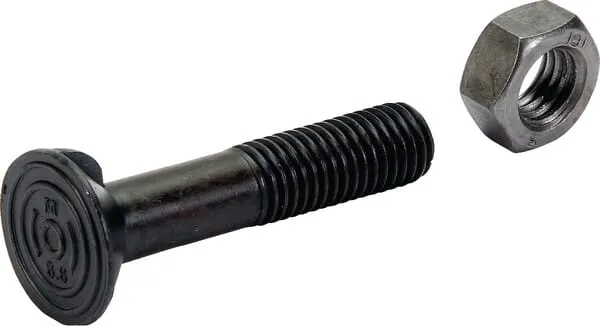 Pluhový šroub s maticí M14x70, 2 nosy, DIN11014 cl. 8.8