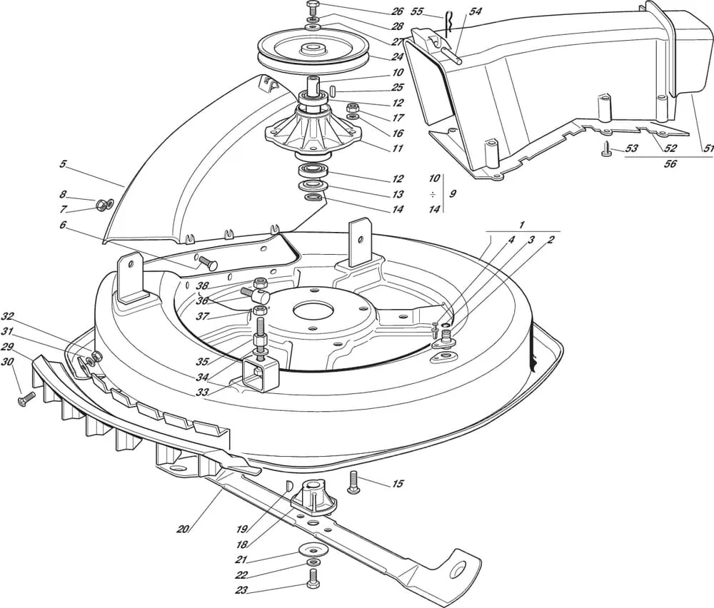 Řezací lišta - kryt sečení pro Castelgarden typ F72-F72 Hydro - rok výroby 1999