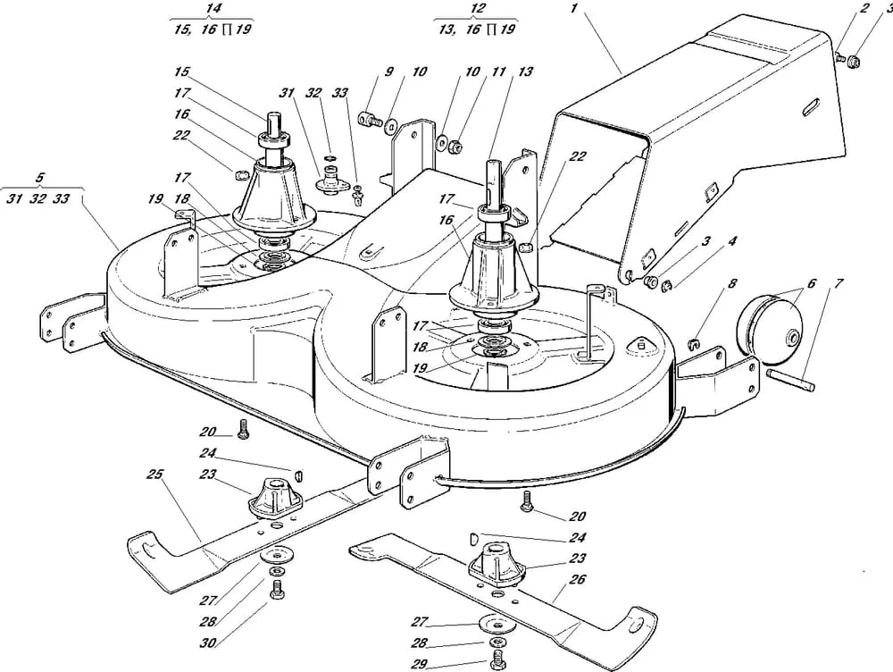 Řezací lišta - kryt sečení pro Castelgarden typ 102 - r.v. 2000