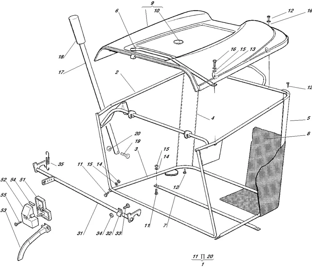 Zařízení pro zachycení trávy pro Castelgarden typ 102 - r.v. 2000