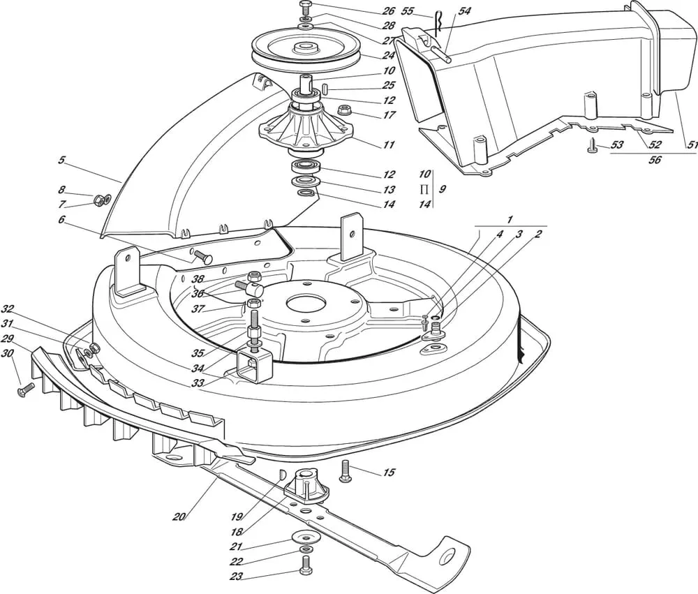 Řezací lišta - kryt sečení pro Castelgarden typ F72-F72 Hydro - rok výroby 2000