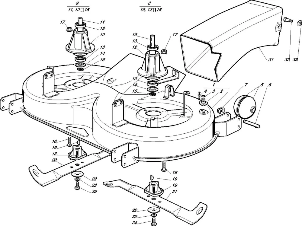 Řezací lišta - žcí plato pro Castelgarden typ 102-122 / 102-122 Hydro - r.v. 2001