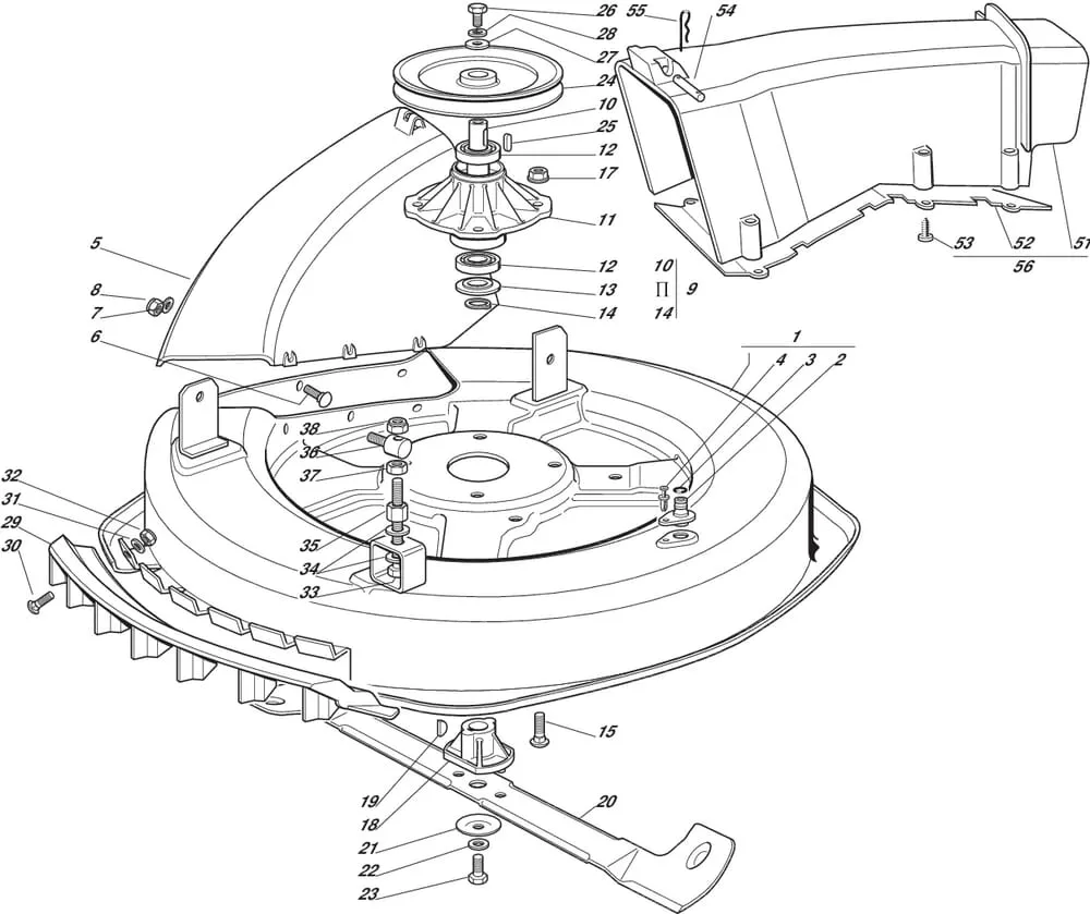 Řezací lišta - kryt sečení pro Castelgarden typ F72-F72 Hydro - rok výroby 2001