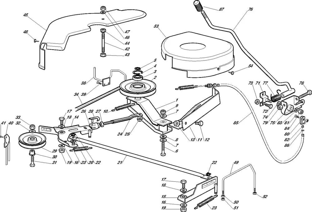Řezací lišta - pohon - kryt sečení pro Castelgarden typ 92-92 Hydro - r.v. 2001