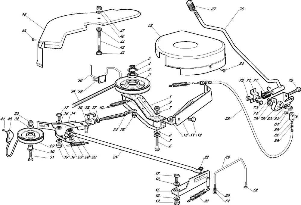 Řezací lišta - pohon - kryt sečení pro Castelgarden typ 92-92 Hydro - r.v. 2002