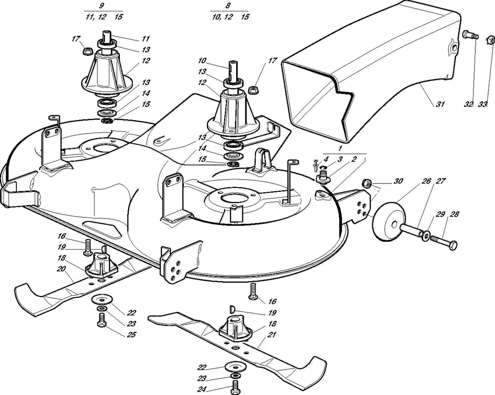 Řezací lišta - kryt sečení pro Castelgarden typ 102-122 / 102-122 Hydro - r.v. 2003