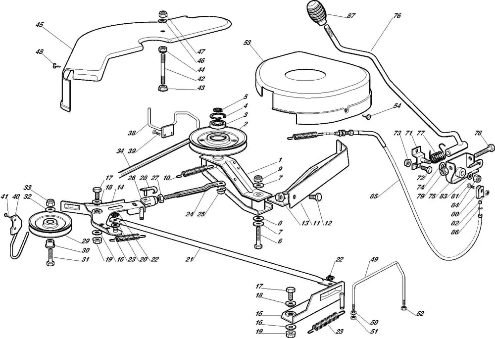 Řezací lišta - pohon - kryt sečení pro Castelgarden typ 92-92 Hydro - r.v. 2003