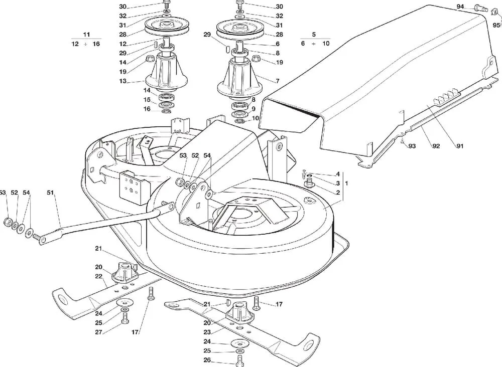 Řezací lišta - kryt sečení hranatý profil pro Castelgarden typ 92-92 Hydro - r.v. 2004