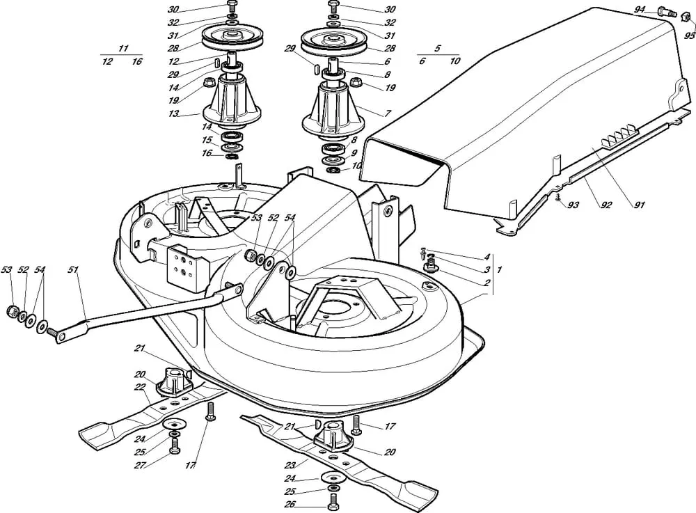 Řezací lišta - kryt sečení kruhový profil pro Castelgarden typ 92-92 Hydro - r.v. 2004