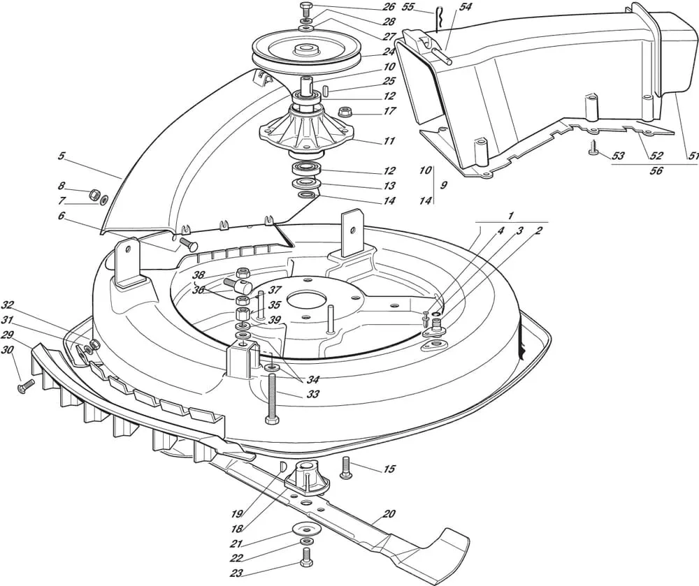 Řezací lišta - kryt sečení pro Castelgarden typ F72-F72 Hydro - rok výroby 2005