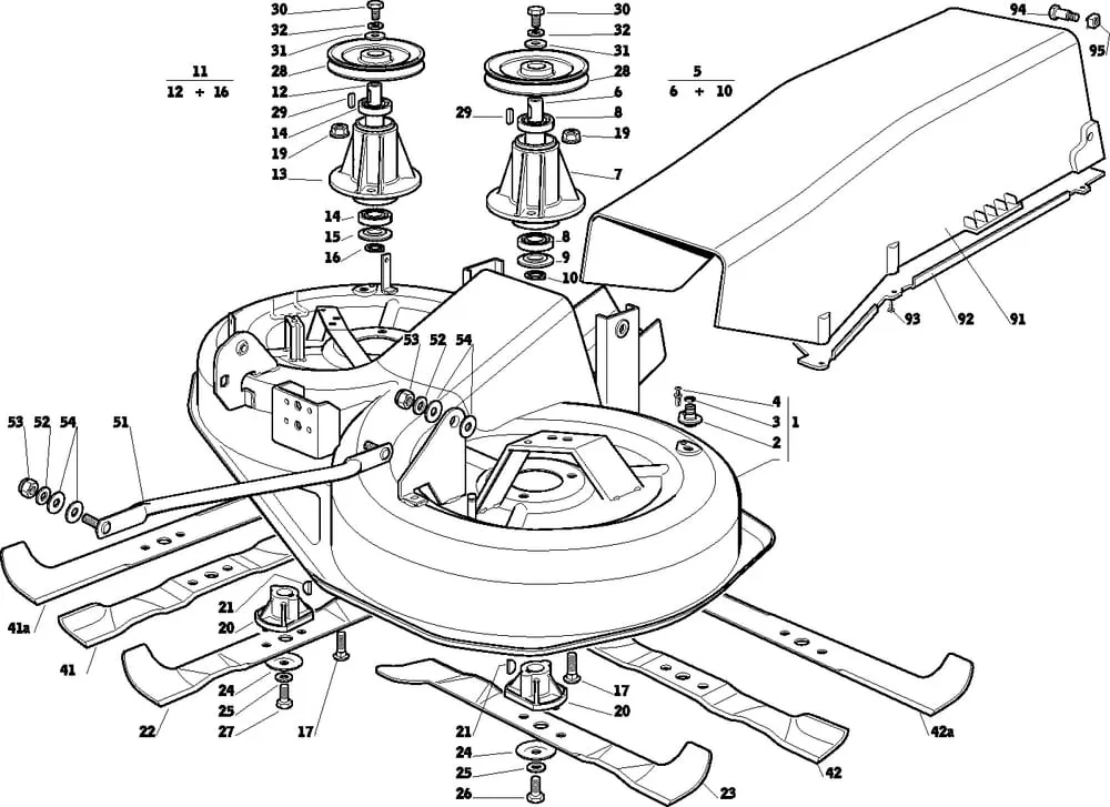 Řezací lišta - kryt sečení pro Castelgarden TYP 92-92 Hydro - r.v. 2007