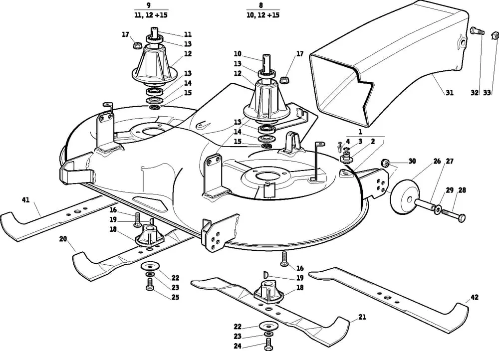 Řezací lišta - kryt sečení pro Castelgarden TYP 102/ 102-122 Hydro - r.v. 2007
