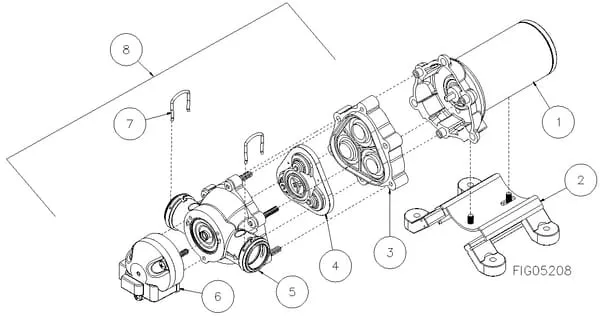 Spare parts for NorthStar pump 3,8 lpm 12v, serie 1042