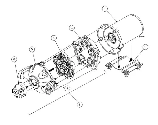 Spare parts for NorthStar pump 11,3 lpm 12v, serie 3062
